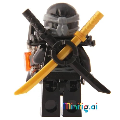 LEGO Ninjago Cole Deepstone Minifigure with Aeroblade From Sets 70734 & 70738 & 70751, Back View, njo140, B01AK5WWGO