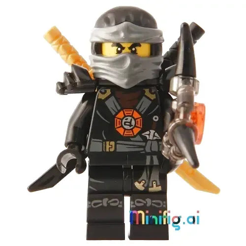 LEGO Ninjago Cole Deepstone Minifigure with Aeroblade From Sets 70734 & 70738 & 70751, Front View, njo140, B01AK5WWGO