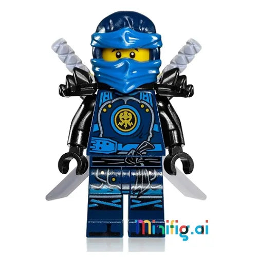 LEGO Ninjago Jays Hands of Time Minifigure with Two Silver Swords From Set 70622, Front View, njo281, B074MKWGC3