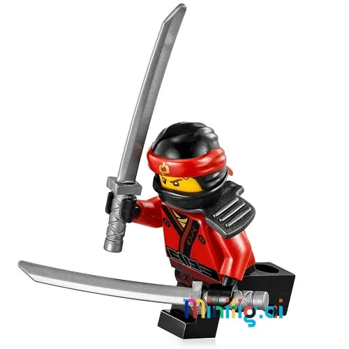 LEGO Ninjago Kai Minifigure with Two Silver Shamshir Swords From Sets 10739 & 70606 & 70618, Side View, njo316, B07D4FLGTP