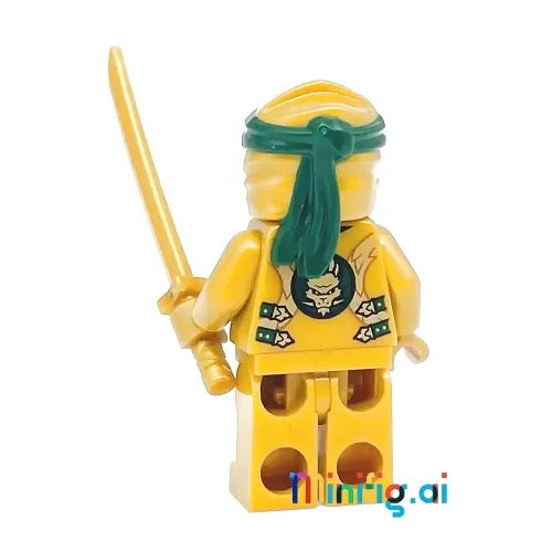 LEGO Ninjago Lloyd Golden Minifigure with Gold Sword From Set 71742, Back  View, njo654, B074MKWGC3