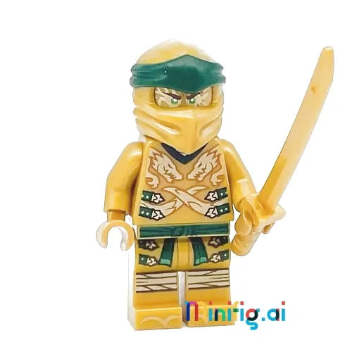 LEGO Ninjago Lloyd Golden Minifigure with Gold Sword From Set 71742, Front View, njo654, B074MKWGC3