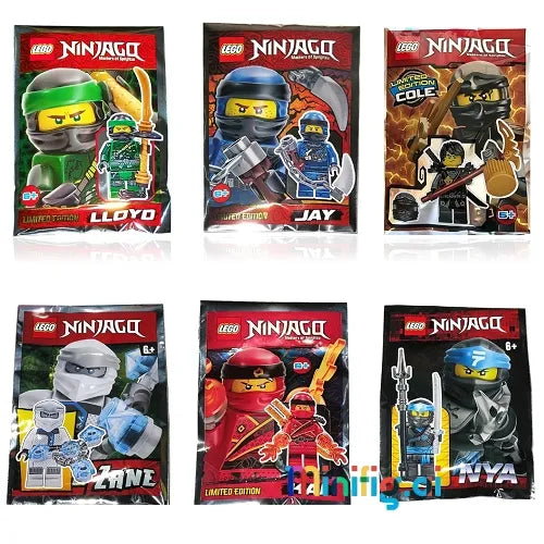 LEGO Ninjago Masters of Spinjitzu Combo Foil Pack - Set of 6 Minifigures (Lloyd, Jay, Cole, Zane, Kai, and Nya), Package View, 891949, B07KG4H3L6