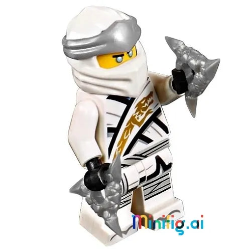 LEGO Ninjago Zane Legacy Minifigure with Two Throwing Stars From Sets 70667 & 70670, Front View, njo494, B07S648PKX