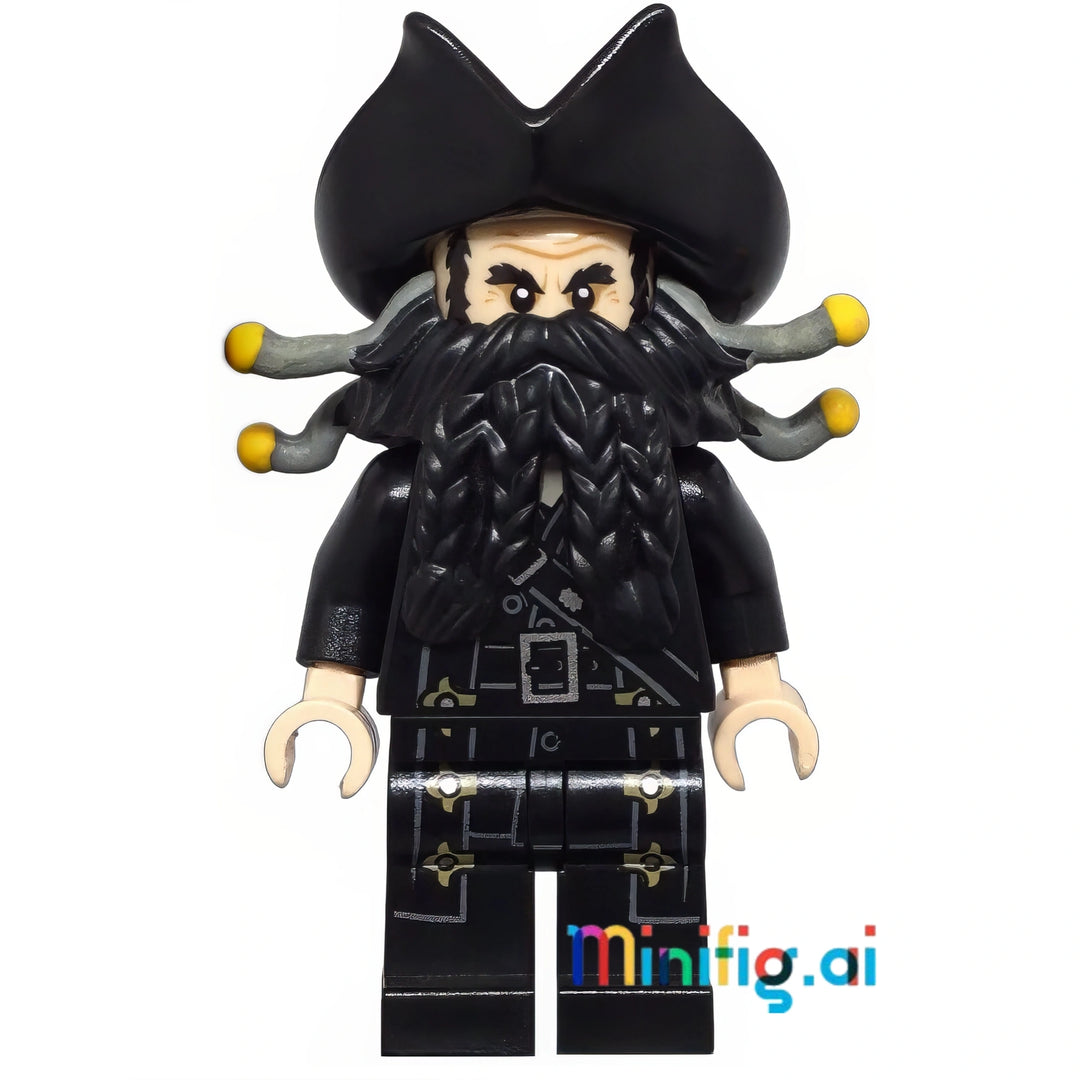 LEGO Pirates of the Caribbean Blackbeard Minifigure From Sets 4192 & 4195, bricklink poc007, Front View, B01N2SAV40