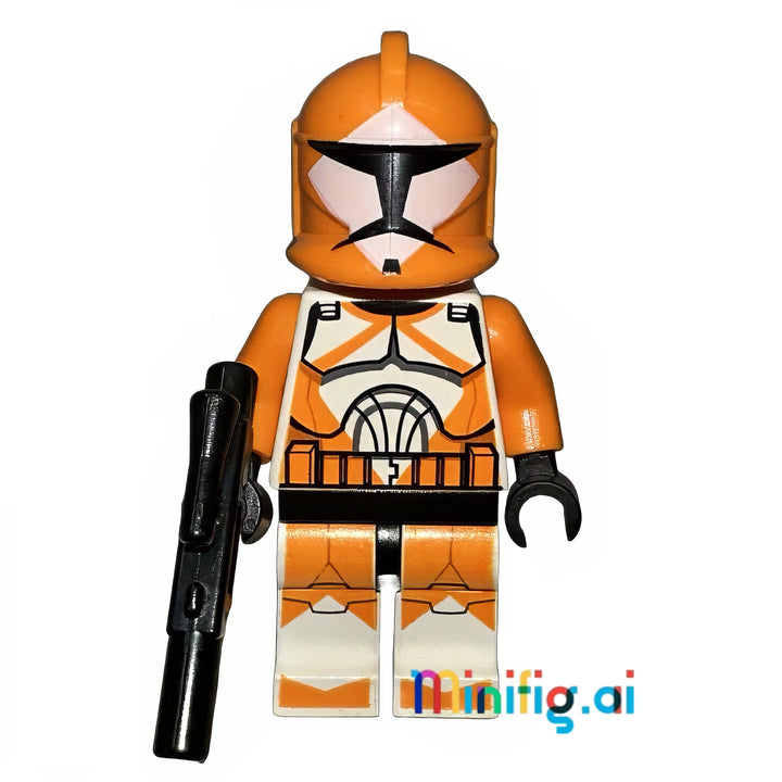 LEGO Star Wars Bomb Squad Clone Trooper Minifigure with Blaster Rifle from set 7913 bricklink sw0299, Front View, B004H3SK3K