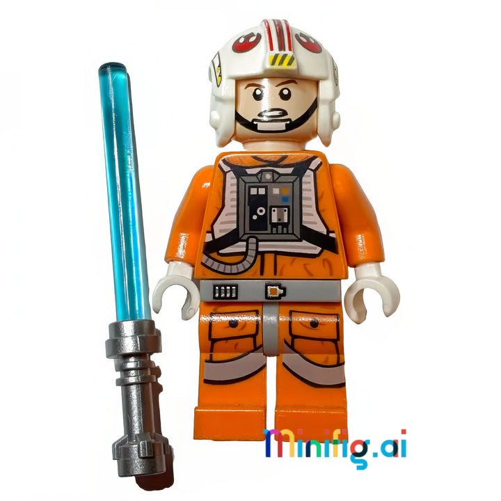 LEGO Star Wars Luke Skywalker Minifigure With Lightsaber From Set 75014, bricklink sw0461, Front View, B004ZHODVQ