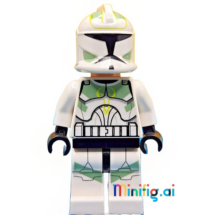 LEGO Star Wars Sand Green Clone Trooper Minifigure with Blaster from set 7913, Front View, sw0298, B004KEIE96