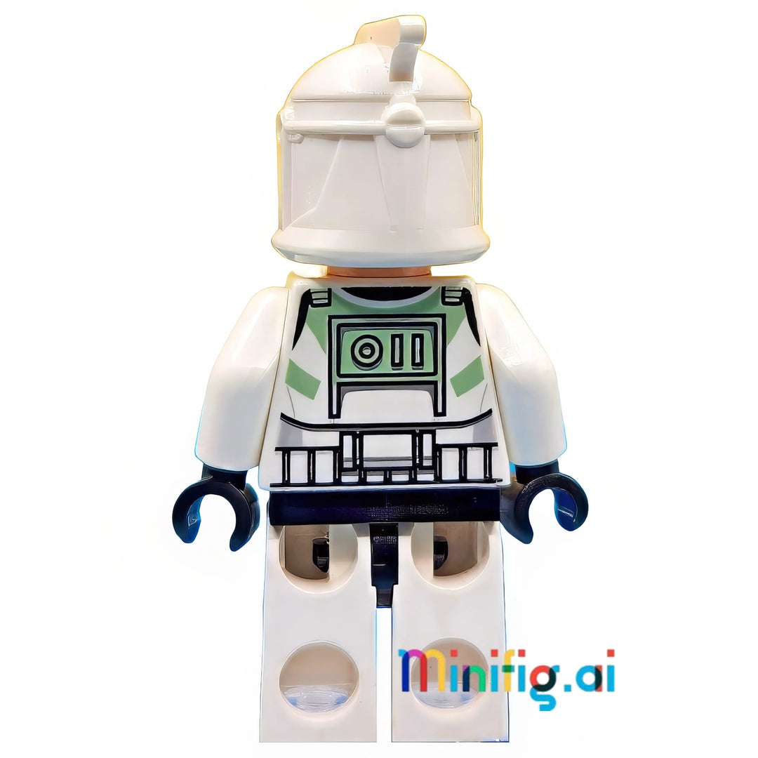 LEGO Star Wars Sand Green Clone Trooper Minifigure with Blaster from set 7913, Rear View, sw0298, B004KEIE96