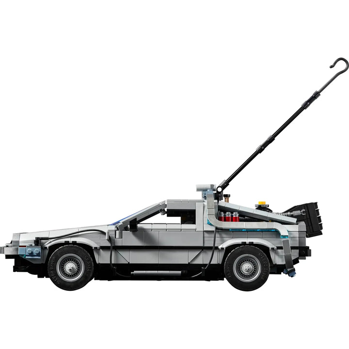 LEGO Time Machine: 3-in-1 DeLorean model. Fold-down wheels, opening doors. Includes hoverboard, plutonium case. Display-worthy Back to the Future tribute.