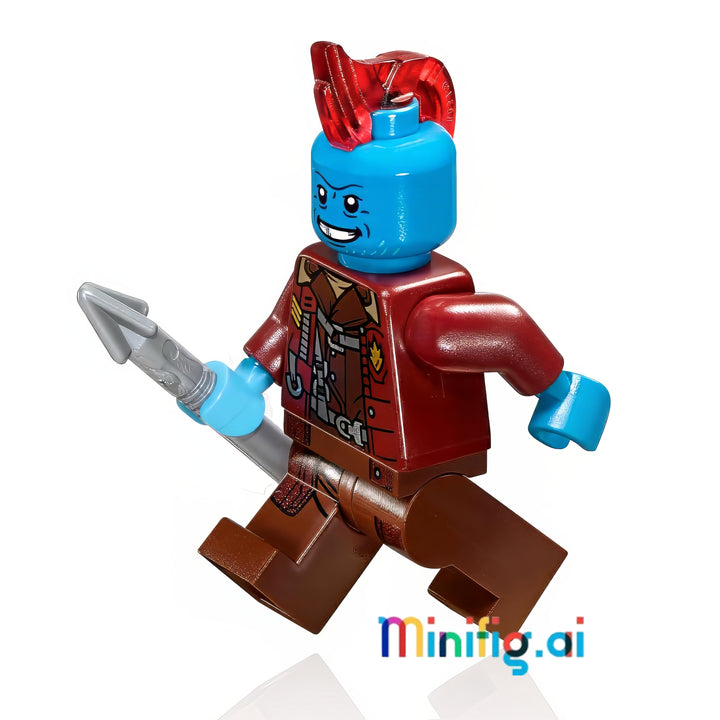 Marvel Super Heroes Yondu Minifigure with Silver Arrow from set 76080, bricklink sh0379, Front View, B06XV4CDJ1