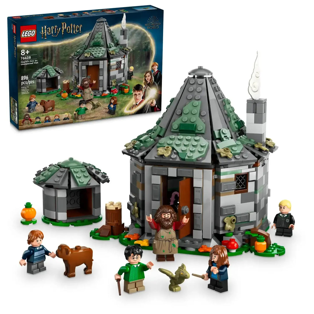 Explore Hagrid's magical hut with LEGO 76428! Detailed interior, removable roof, and 7 minifigures bring the Wizarding World to life. Perfect for Potter fans.