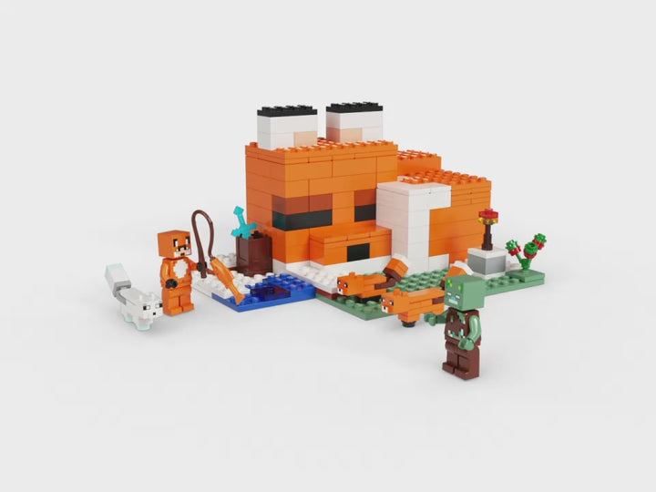 LEGO 21178 Minecraft Fox Lodge awaits! 193-piece set with fox-shaped house and 5 characters. Exciting building adventure for young gamers ages 8+.
