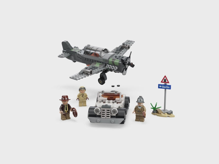 LEGO 77012 brings Indiana Jones to life! Fighter Plane Chase set with car, plane, and minifigures. Perfect for creative play, ages 8 and up.