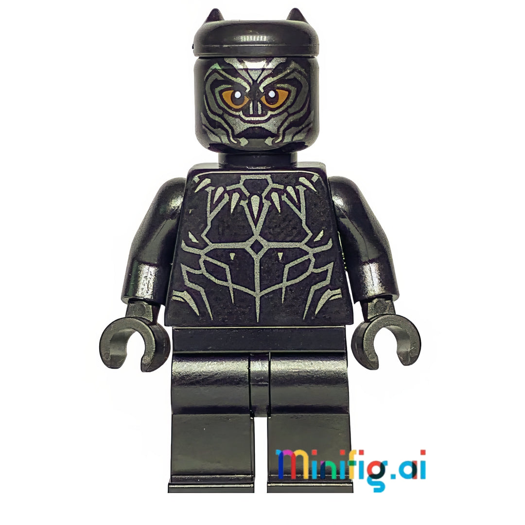LEGO Marvel Super Heroes Black Panther Minifigure from sets 76100 & 76103, bricklink sh0466, Front View, B07BBSQPQ1