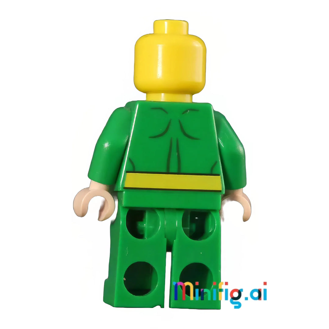 Add martial arts power to your LEGO Marvel collection with Iron Fist sh0041! Features detailed green suit, dragon logo, and yellow mask. Perfect for superhero builds.