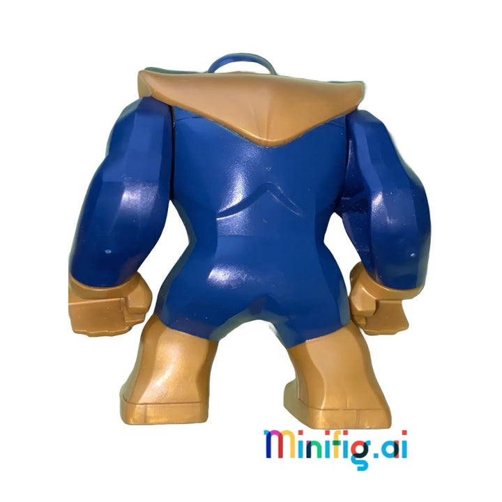 LEGO Marvel Thanos big figure brings cosmic might! Navy suit with gold accents, menacing grin, and imposing build. Perfect for superhero showdowns.