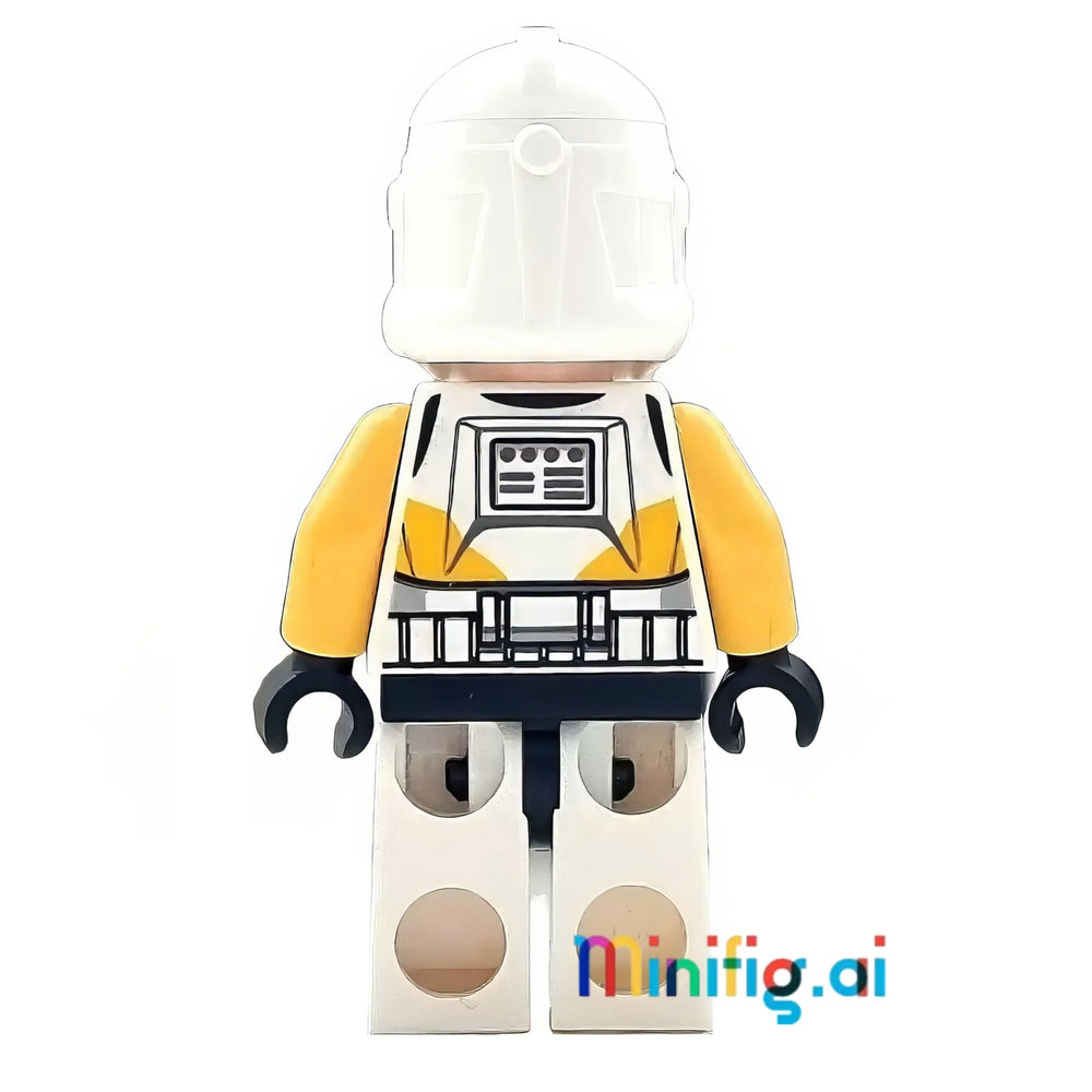 LEGO Star Wars Clone Trooper brings Republic might! Authentic white and yellow armor, detailed markings, and tactical gear. Perfect for Clone Wars displays.
