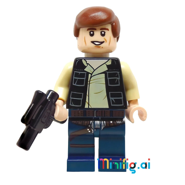 Build your smuggler crew with LEGO Han Solo! Features signature vest, confident expression, and DL-44 blaster. Essential for Star Wars adventures.