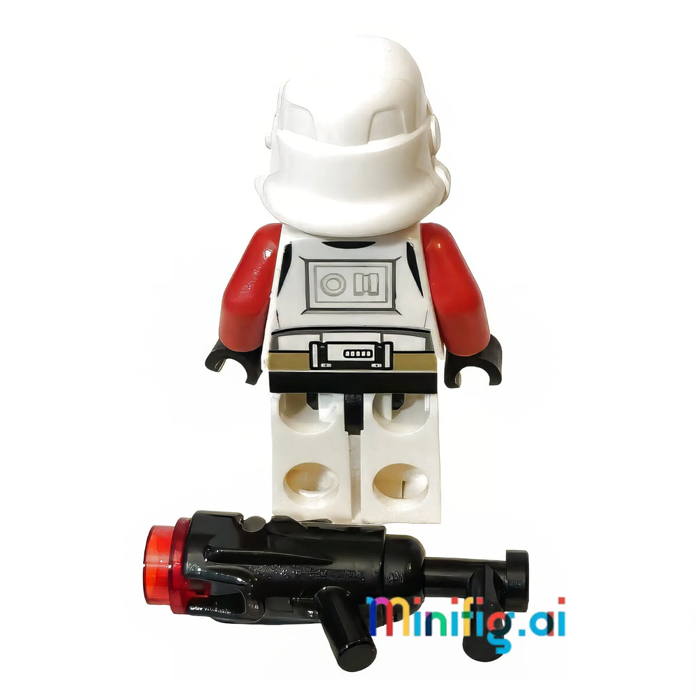 Imperial Shock Trooper with premium white and red armor configuration, precision-molded helmet design, and tactical heavy weapons loadout.