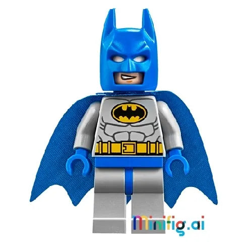 Batman minifigure from Sets 10672 and 10724 features a classic blue and gray suit, mask, and cape, capturing Batman's iconic Gotham City Look 6+