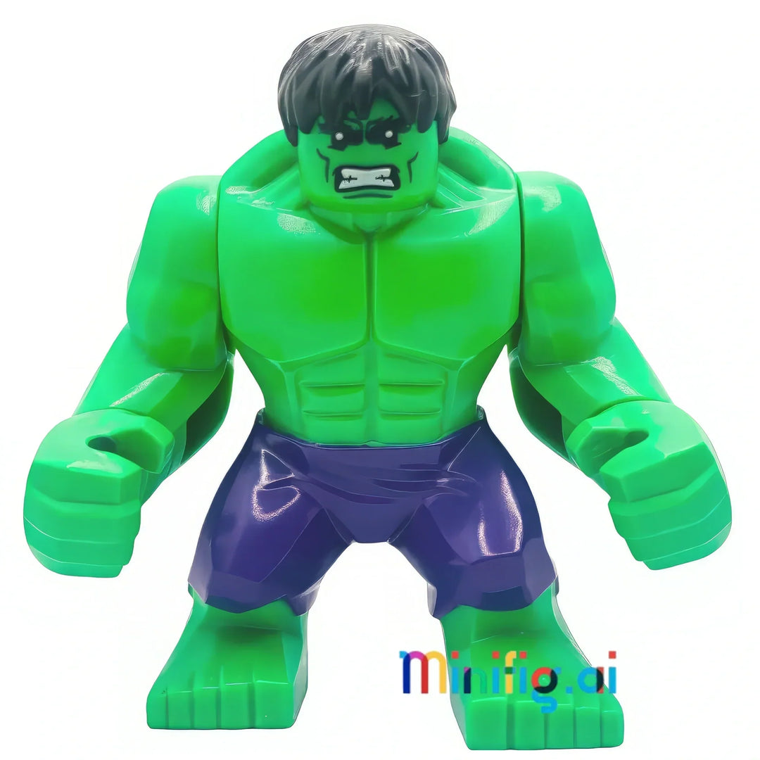 LEGO Hulk minifigure, Marvel Super Heroes LEGO, Hulk in dark purple pants, LEGO Avengers minifigure, Marvel Hulk figure, LEGO minifigures for kids