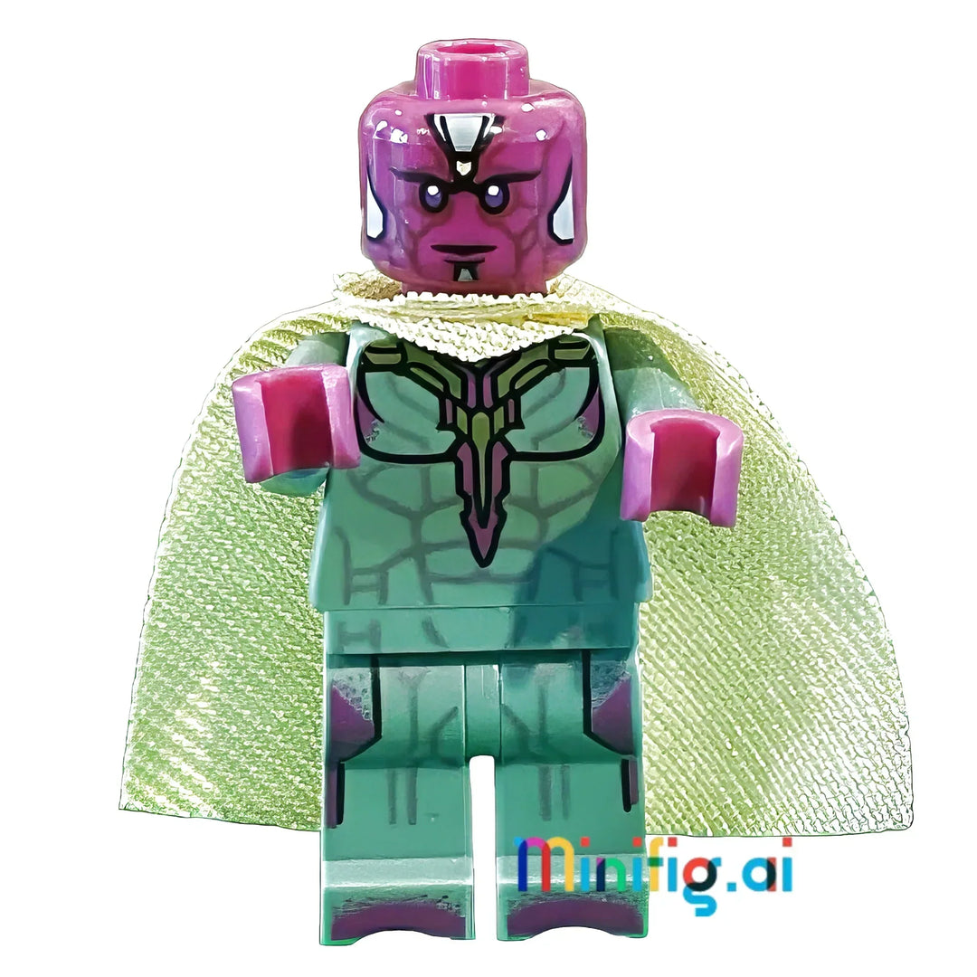 LEGO Vision minifigure, Marvel Super Heroes LEGO, Vision minifigure 76067, LEGO Marvel collectible, Vision superhero minifig, LEGO Avengers Vision