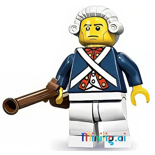Discover the LEGO Revolutionary Soldier minifigure from Series 10, set 71001. Perfect collectible with musket and wig for LEGO fans and history lovers.