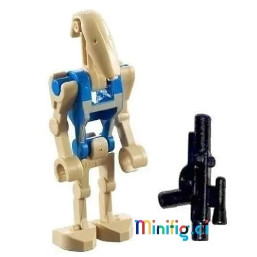 Get the LEGO Star Wars Battle Droid Pilot minifigure with blaster from set 7929. Awesome collectible for LEGO and Star Wars fans and collectors!