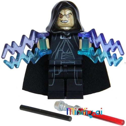 LEGO Star Wars Emperor Palpatine minifigure has a fierce face, cool robes, and lightsabers—must-have for fans and collections
