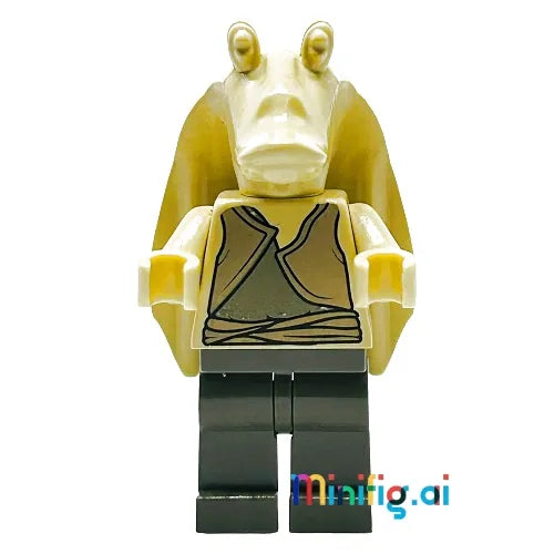 Get the LEGO Jar Jar Binks minifigure from Star Wars sets 7121 & 7159! Bright orange Gungan with purple spots, perfect for kids and collectors.