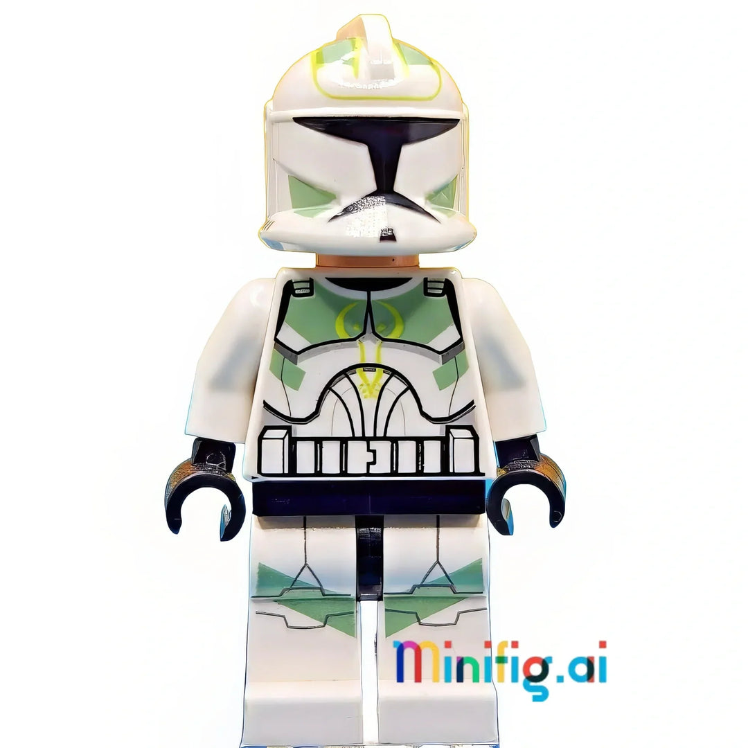 LEGO Star Wars sand green clone trooper, rare minifigure with unique Clone Wars armor, collectible markings, sand green helmet, exclusive LEGO facial expression and outfit, sought-after for Star Wars and clone collections, fits custom army builds.