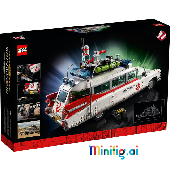 LEGO Ghostbusters Ecto-84 building set box on a white background, showing the assembled toy vehicle and small accessories on the front packaging.