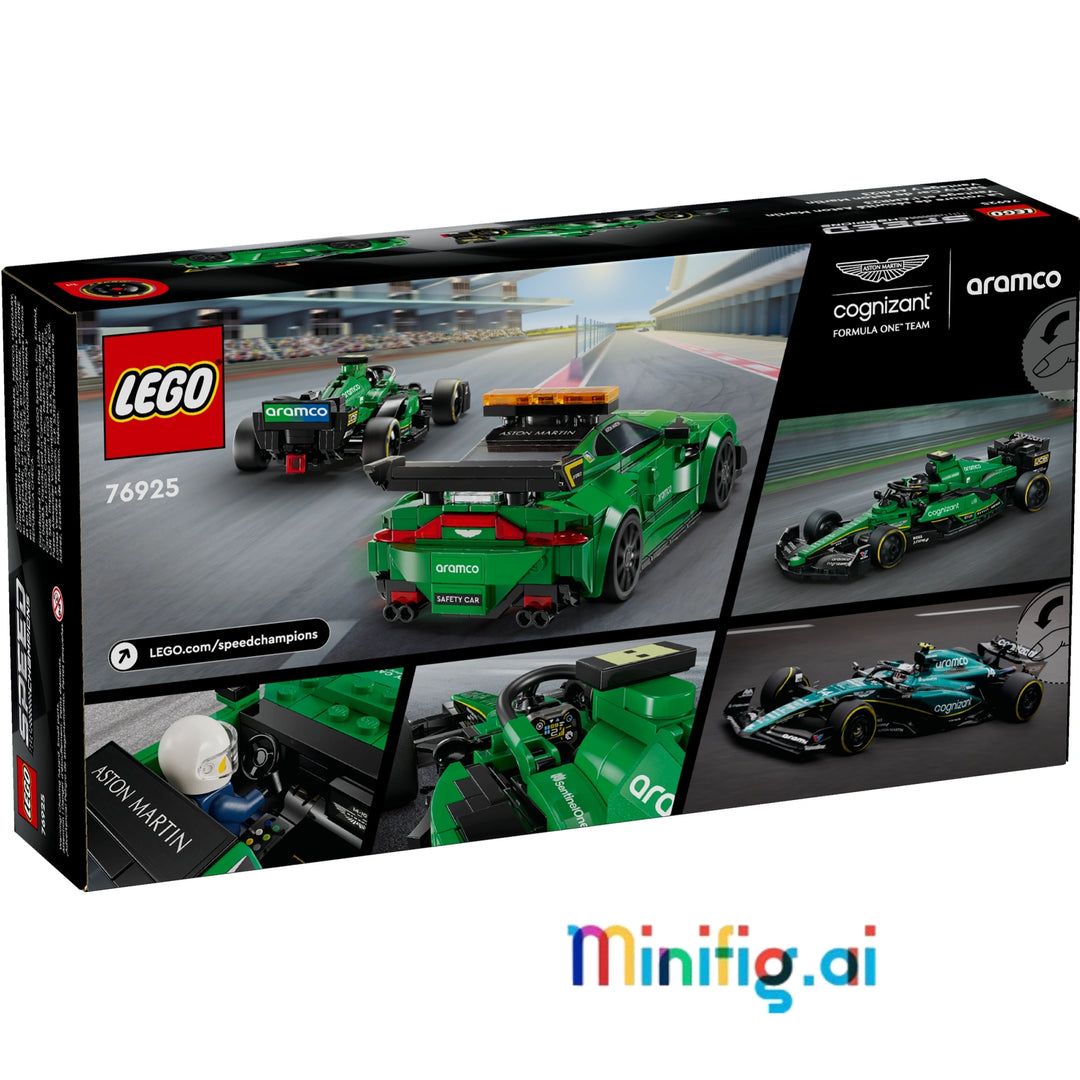 LEGO Speed Champions 76925: Aston Martin double pack! Safety Car & AMR23 F1. Buildable models, minifigures, realistic details. For racers aged 9+