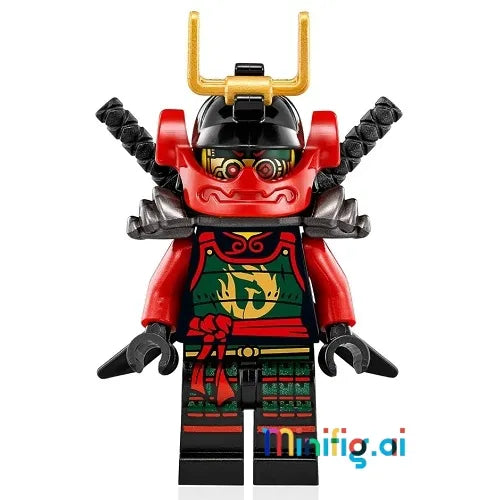 LEGO Ninjago Samurai X Nya Minifigure with 2 Black Katanas From Set 8535441, Front View, njo229, B01N8WW5TE