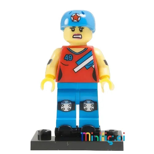 LEGO Roller Derby Girl Collectible Minifigure Series 9 From Set 71000 bricklink col09-8, Front View, B00ASMFJJM