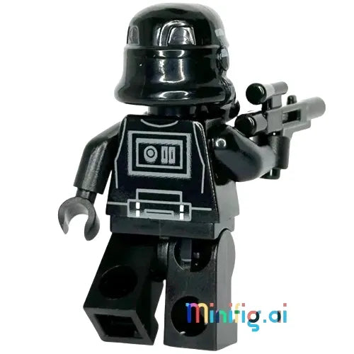 LEGO Star Wars Imperial Black Shadow Trooper Minifigure with Blaster From Sets 7664 & 7667, Back View, sw0166a and sw0166b, B002E4MAMG
