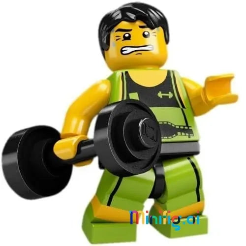 LEGO Weightlifter Collectible Minifigure Series 2 From Set 8684 bricklink col02-10, Front View, B004042WTY