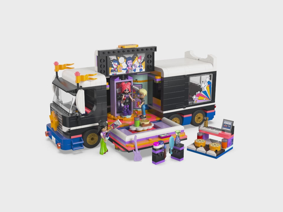 Rock on with LEGO 42619! Friends Pop Star Bus, 4 characters, concert gear. Musical storytelling for ages 8+. #LEGOGift #PopStarAdventure