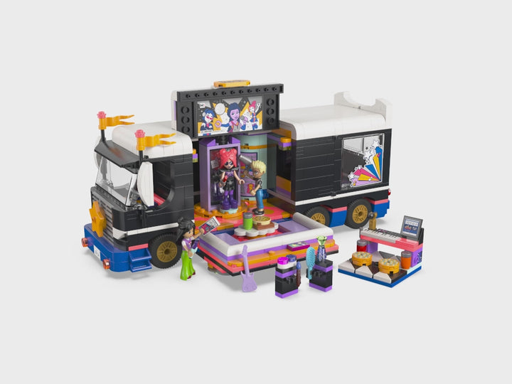 Rock on with LEGO 42619! Friends Pop Star Bus, 4 characters, concert gear. Musical storytelling for ages 8+. #LEGOGift #PopStarAdventure